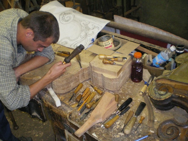 Initial Carving of a solid oak blank