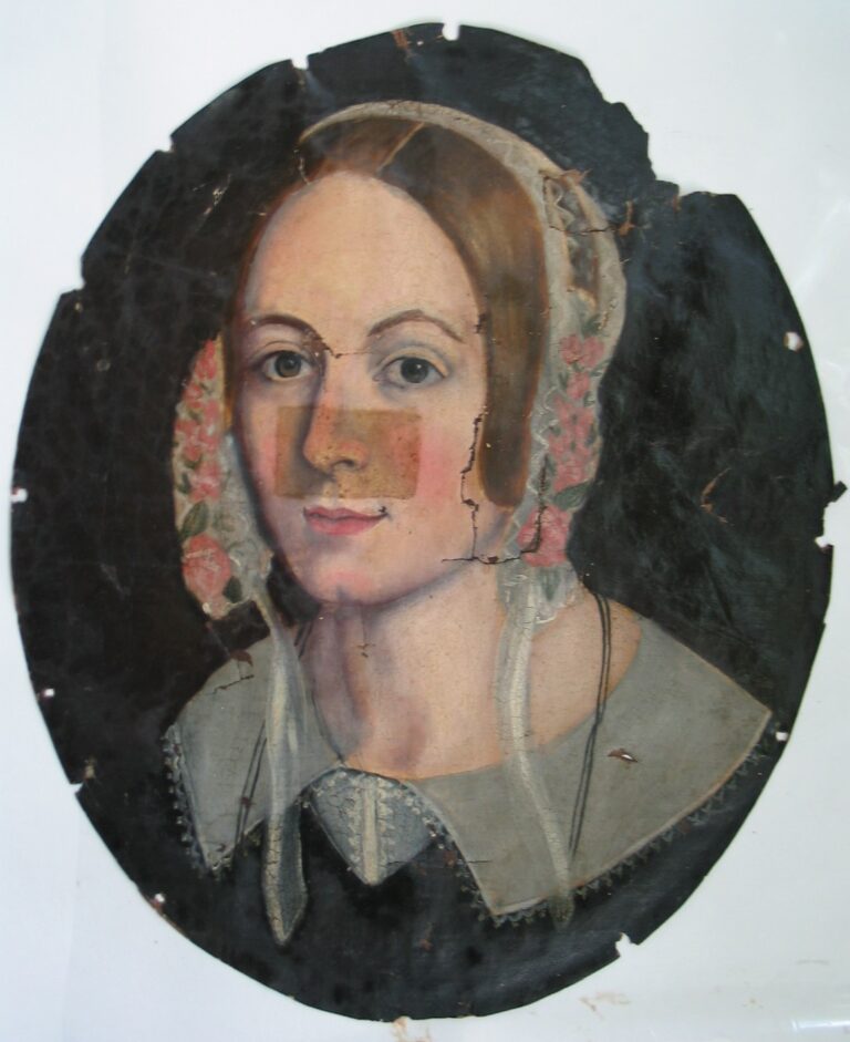 Oil Painting Portrait Conservation of Polychrome Painting on Canvas, artist unknown, ca. early Ninet