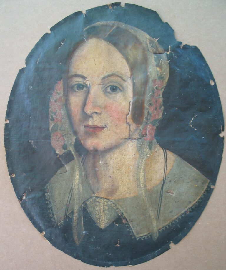Oil Painting Portrait Conservation of Polychrome Painting on Canvas, artist unknown, ca. early Ninet